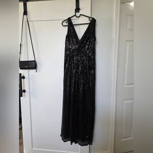 Elegant Black Sequin Evening Dress